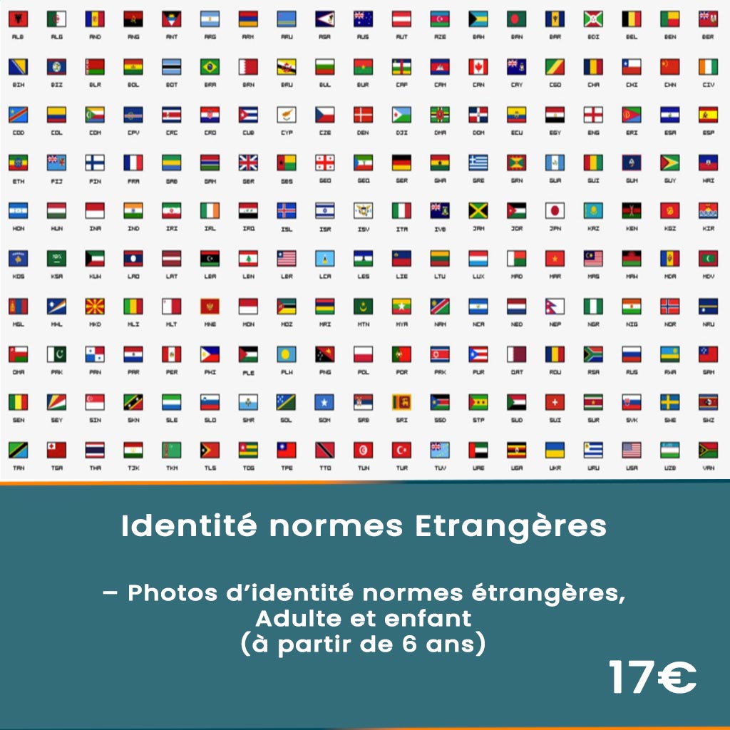 Tarif photo identité normes Internationale